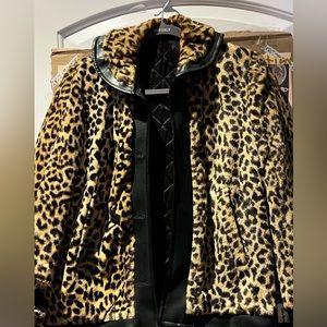 Faux fur cheetah and leather